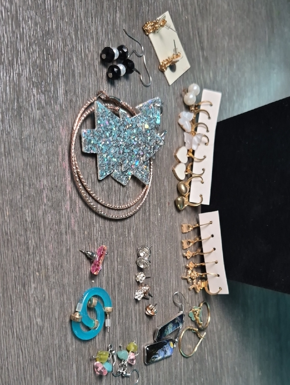 Earrings, All Matched, Pierced. Along With A Gold Tone Necklace.
